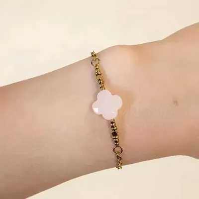 Bracelets - Lucky Bracelet, Rose Quartz – Clover - ARABESK