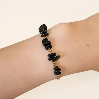 Bracelets - Energy Bracelet, Grade-A Black Tourmaline – Stone Chips - ARABESK