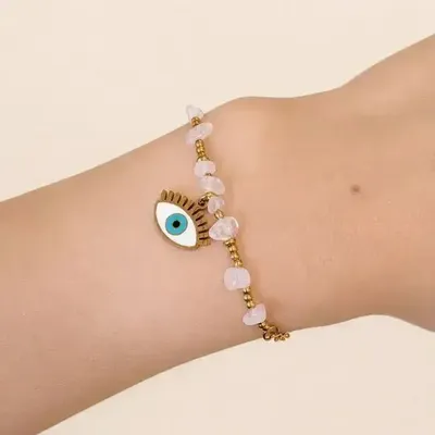 Bracelets - Protection Bracelet, Rock Crystal – Evil Eye - ARABESK