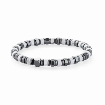 Bracelets - Bracelet Howlite & Hématite A perles 6mm - ARABESK