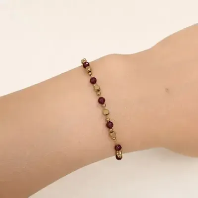 Bracelets - Bracelet Énergie en Grenat AA – Perles Dorées - ARABESK