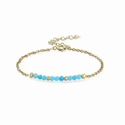 Bracelets - Bracelet Apatite Bleue facettée A – acier inoxydable doré - ARABESK