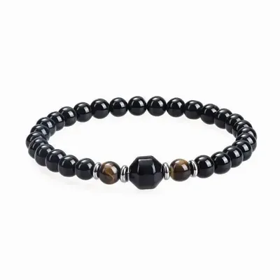 Bracelets - Bracelet Œil de Tigre & Onyx Noir A perles 8mm - ARABESK