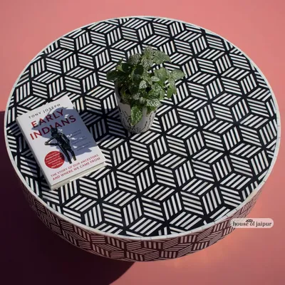 Tables basses - Cube Round Coffee Table by House of Jaipur - HOUSE OF JAIPUR
