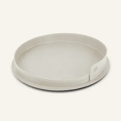 Leather goods - Round steel and leather tray PLETO - LIMAC DESIGN