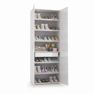 Wardrobe - Multipurpose cabinet with 2 doors, 1 drawer and 6 shelves - TERRANEO