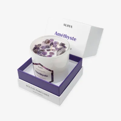 Bougies - Bougie pierres AmŽthyste - parfum Fleur de Cerisier - SLOYA