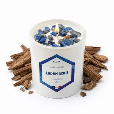 Bougies - Bougie pierres Lapis-lazuli - parfum Oud ImpŽrial - SLOYA