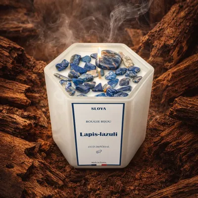 Gifts - Lapis Lazuli Jewelry Candle - Imperial Oud Fragrance - SLOYA