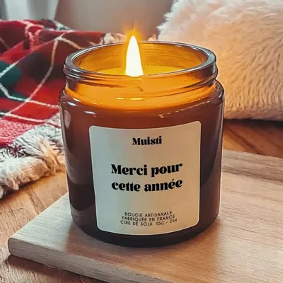 Cadeaux - Bougie Parfumée - Merci pour cette année - Musc blanc – 95g - MUISTI