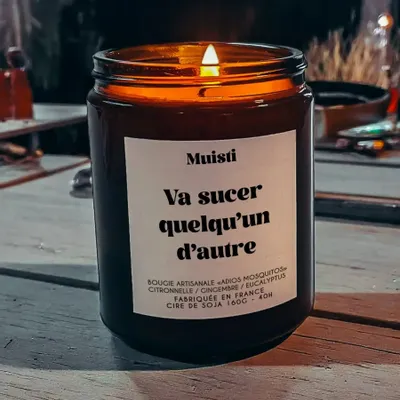 Cadeaux - Bougie Anti-moustiques - Va sucer quelqu'un d'autre – Citronnelle – 160g - MUISTI