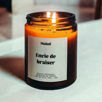 Cadeaux - Bougie Parfumée - Envie de braiser - Musc blanc – 160g - MUISTI