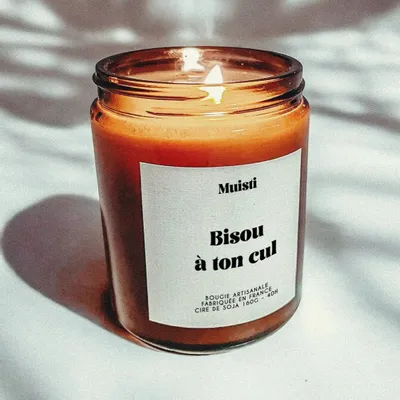Cadeaux - Bougie Parfumée - Bisou à ton cul - Musc blanc – 160g - MUISTI