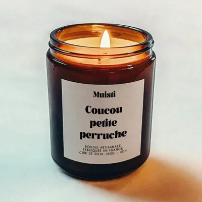 Cadeaux - Bougie Parfumée - Coucou petite perruche - Musc blanc – 160g - MUISTI