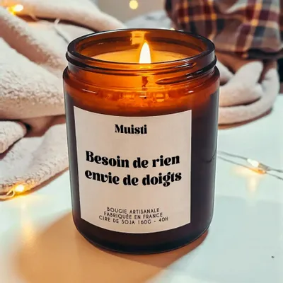 Cadeaux - Bougie Parfumée - Besoin de rien envie de doigts - Musc blanc – 160g - MUISTI
