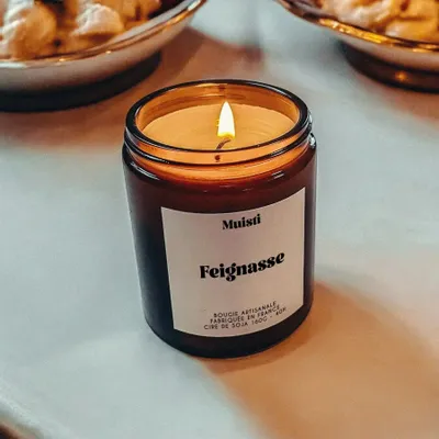 Cadeaux - Bougie Parfumée - Feignasse - Musc blanc – 160g - MUISTI