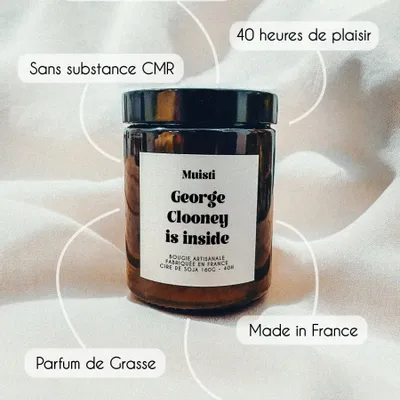 Cadeaux - Bougie Parfumée - George Clooney is inside - Musc blanc – 160g - MUISTI