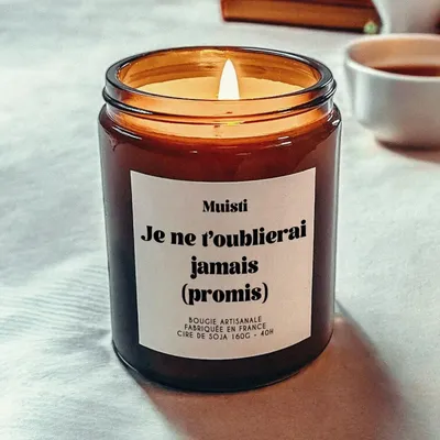 Cadeaux - Bougie Parfumée - Je t'oublierai jamais (promis) - Musc blanc – 160g - MUISTI