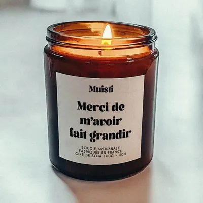 Cadeaux - Bougie Parfumée - Merci de m'avoir fait grandir - Musc blanc – 160g - MUISTI