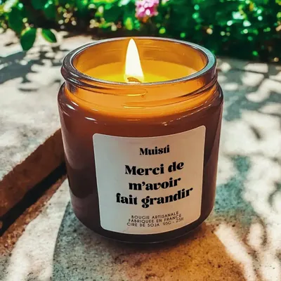 Cadeaux - Bougie Parfumée - Merci de m'avoir fait grandir - Musc blanc – 95g - MUISTI