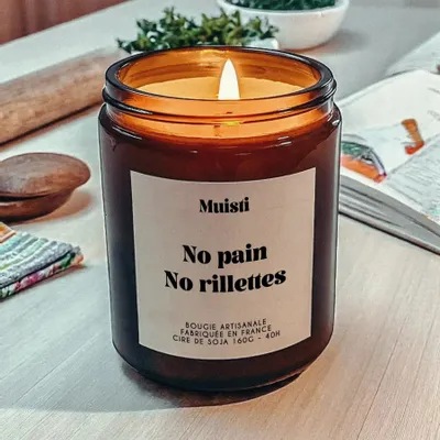 Cadeaux - Bougie Parfumée - No pain no rillettes - Musc blanc – 160g - MUISTI