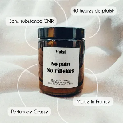 Cadeaux - Bougie Parfumée - No pain no rillettes - Musc blanc – 160g - MUISTI