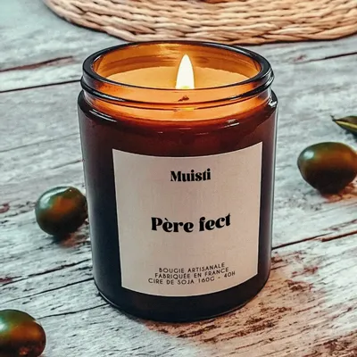Cadeaux - Bougie Parfumée - Père fect - Musc blanc – 160g - MUISTI