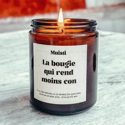 Cadeaux - Bougie Parfumée - La bougie qui rend moins con - Musc blanc – 160g - MUISTI