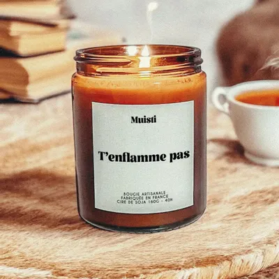 Cadeaux - Bougie Parfumée - T'enflamme pas - Musc blanc – 160g - MUISTI