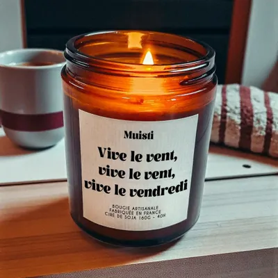 Cadeaux - Bougie Parfumée - Vive le vent - Musc blanc – 160g - MUISTI