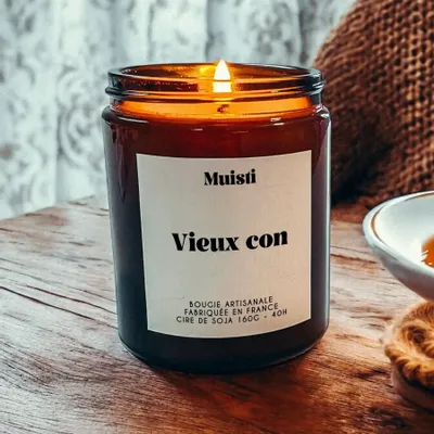 Cadeaux - Bougie Parfumée - Vieux con - Musc blanc – 160g - MUISTI