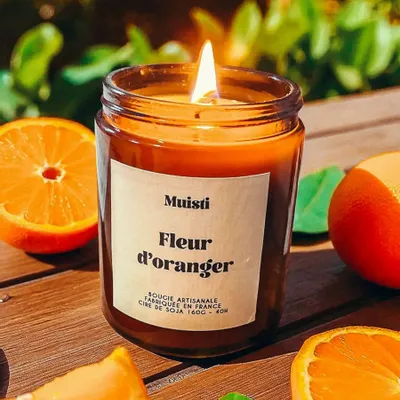 Bougies - Bougie Parfumée Fleur D'oranger – Cire de soja – 160g - MUISTI