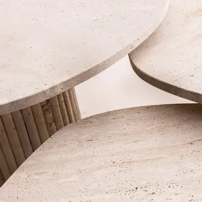 Tables basses - Tables basses Orion en travertin naturel - DESIGN TRIP