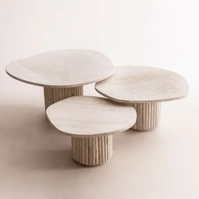 Tables basses - Tables basses Orion en travertin naturel - DESIGN TRIP