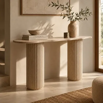 Consoles - Console Caldera en travertin naturel - DESIGN TRIP
