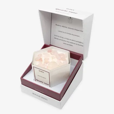 Cadeaux - Bougie bijou pierres Quartz Rose - parfum Monoï des Îles - SLOYA