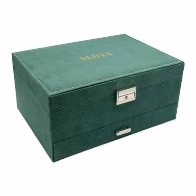 Bijoux - Grande boîte à bijoux velours vert émeraude - SLOYA