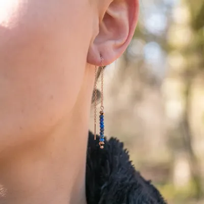Cadeaux - Boucles d'oreilles pendantes Lumia en pierres Lapis-lazuli - SLOYA