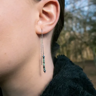 Cadeaux - Boucles d'oreilles pendantes Lumia en pierres Turquoise Africaine - SLOYA
