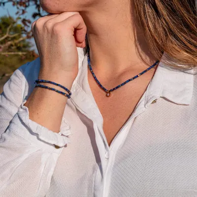 Cadeaux - Collier, bracelet et boucles d'oreilles Lumia en pierres Lapis-lazuli - SLOYA