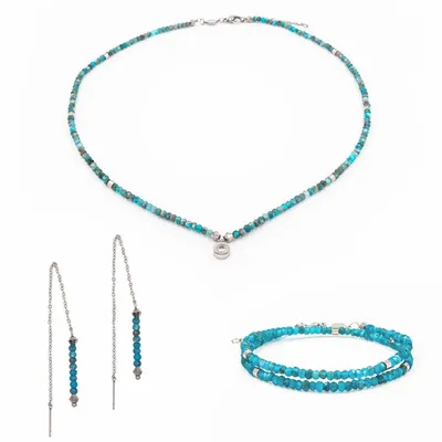 Cadeaux - Collier, bracelet et boucles d'oreilles Lumia en pierres Apatite - SLOYA