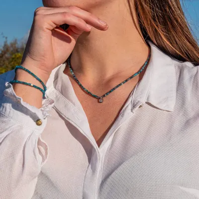 Cadeaux - Collier, bracelet et boucles d'oreilles Lumia en pierres Apatite - SLOYA