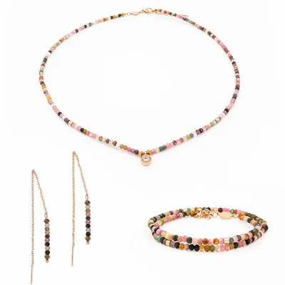 Cadeaux - Collier, bracelet et boucles d'oreilles Lumia en pierres Tourmaline - SLOYA