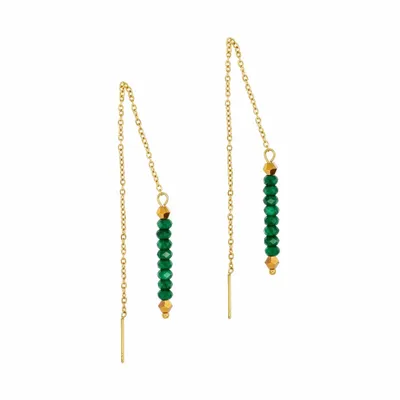 Cadeaux - Boucles d'oreilles pendantes Lumia en pierres Malachite - SLOYA