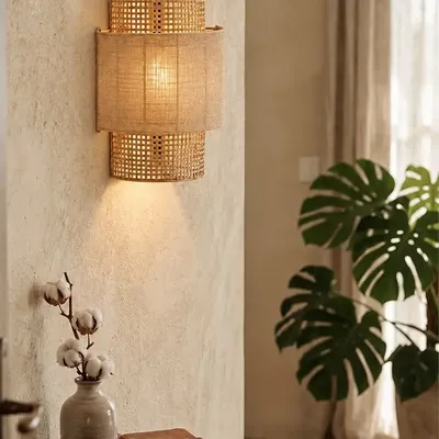 Wall lamps - The Bolly Jute Wall Lamp - Natural - M - BAZAR BIZAR LIVING
