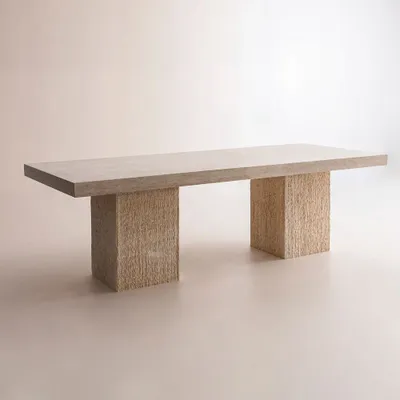 Tables Salle à Manger - Table à manger Zeila en travertin naturel - 250 cm - DESIGN TRIP