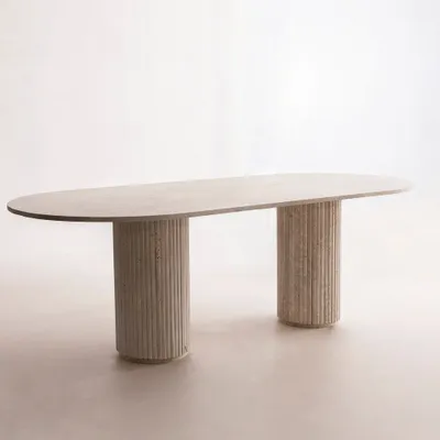 Tables Salle à Manger - Table Aïda en travertin naturel - DESIGN TRIP
