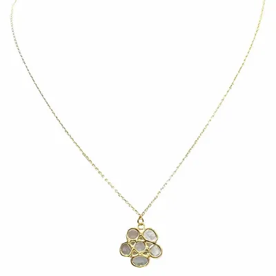 Bijoux - Collier pendentif fleur diamant polki - Diana Flower bis - SOPHIE DESCHAMPS BIJOUX