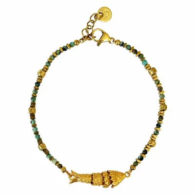 Jewelry - Turquoise and fish bracelet - Sardina stone - SOPHIE DESCHAMPS BIJOUX