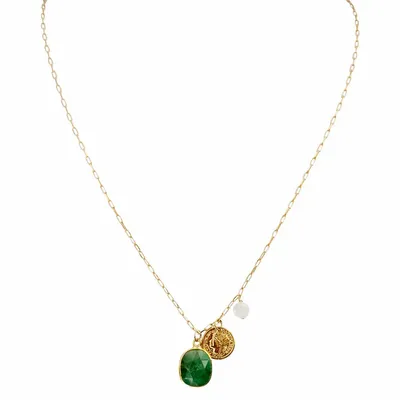 Bijoux - Collier chaine saphir et médaille- Taj Mahal - SOPHIE DESCHAMPS BIJOUX